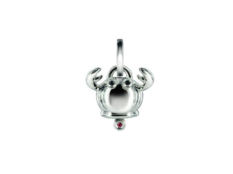 MEDIUM PENDANT CAMPANELLA CRAB IN SILVER WITH BLACK DIAMONDS AND ORANGE SAPPHIRE ET VOILA' CHANTECLER 31119